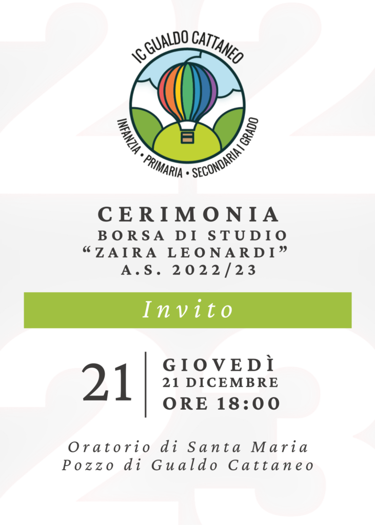 CERIMONIA BORSA DI STUDIO “ZAIRA LEONARDI” A.S. 2022/23